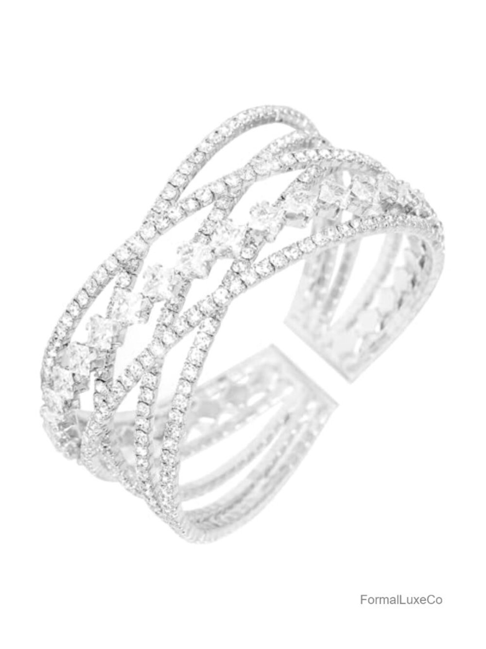 Multilayer Cuff Bracelet Sparkling Crystal Rhinestone Bridal Bracelet